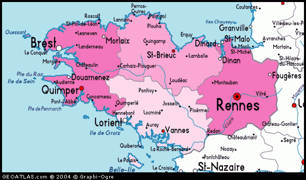 Map Of Bretagne map Of Brittany France France Atlas