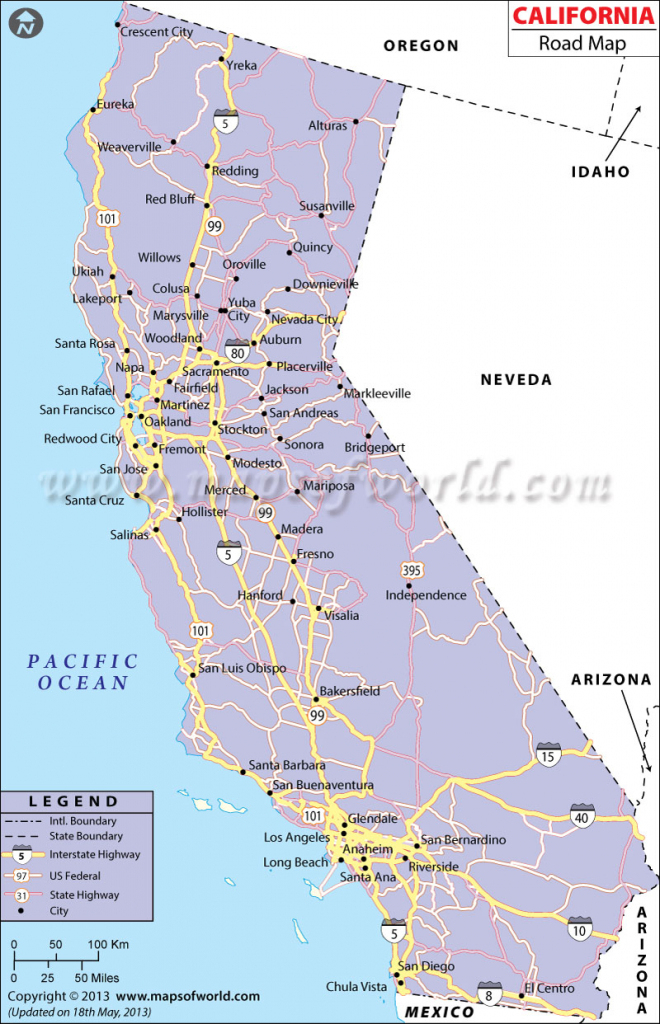 Map Of California Usa With Cities Printable Maps 