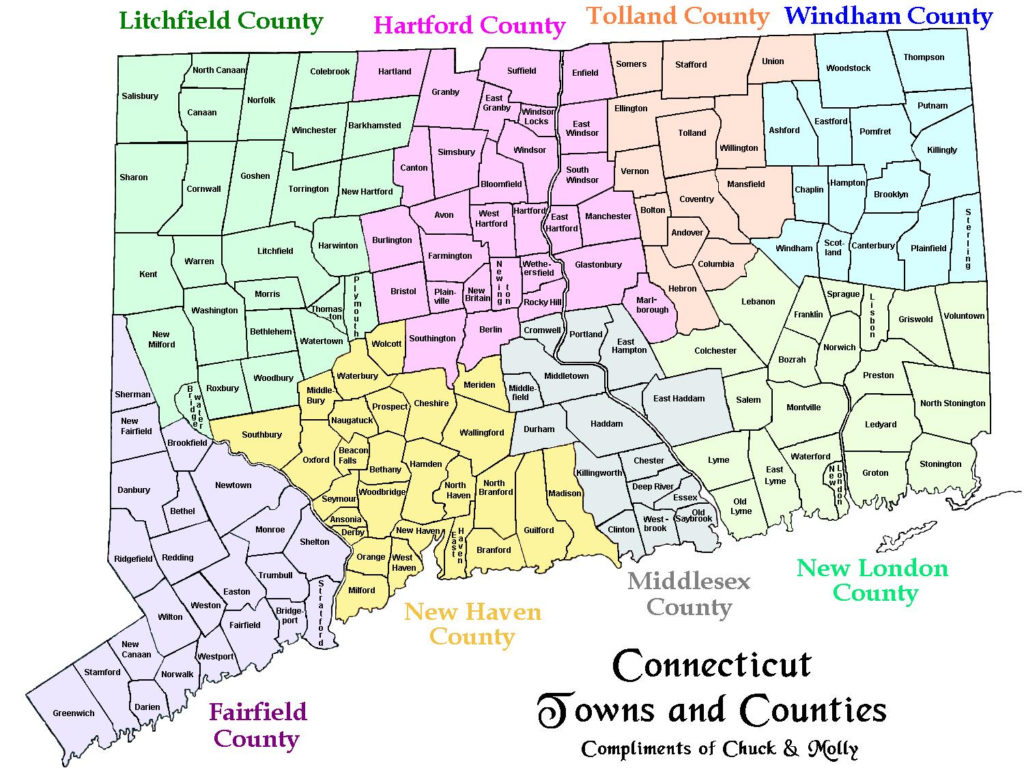 Map Of CT Towns And Counties Printable Map of The United States