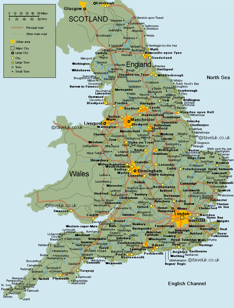 Map Of England Cities Oppidan Library
