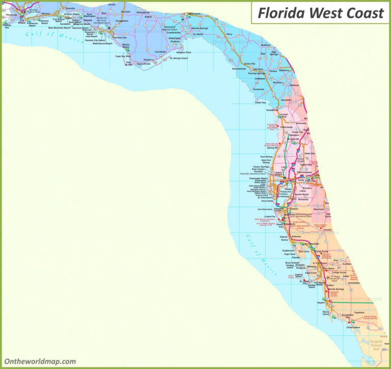 Map Of Florida West Coast Printable Maps