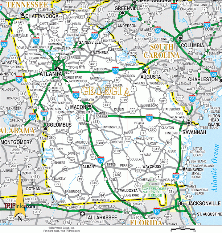 Map Of Georgia Cities Map Of Georgia Cities