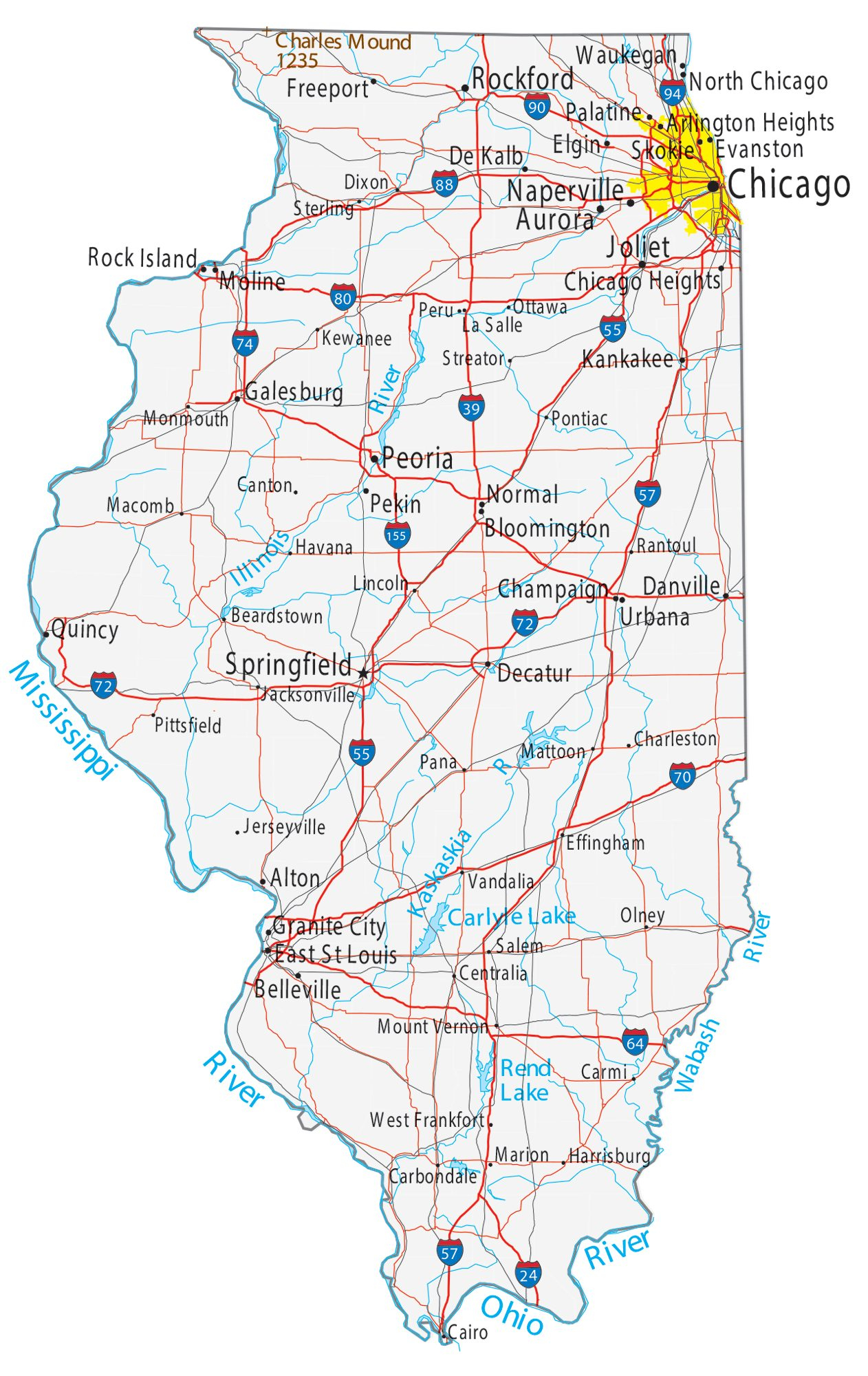 Map Of Illinois Political Physical Geographical Map Of Illinois Political Physical Geographical