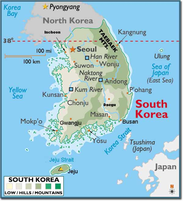 Map Of Korea Free Printable Maps