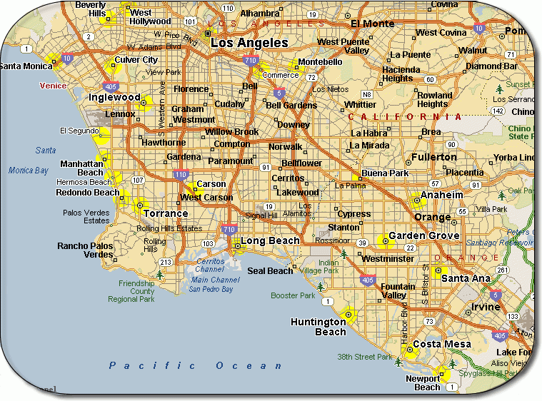 Map Of Los Angeles Free Printable Maps