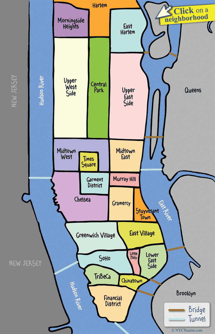 Map Of Manhattan Ny Neighborhoods Map Of Interstate