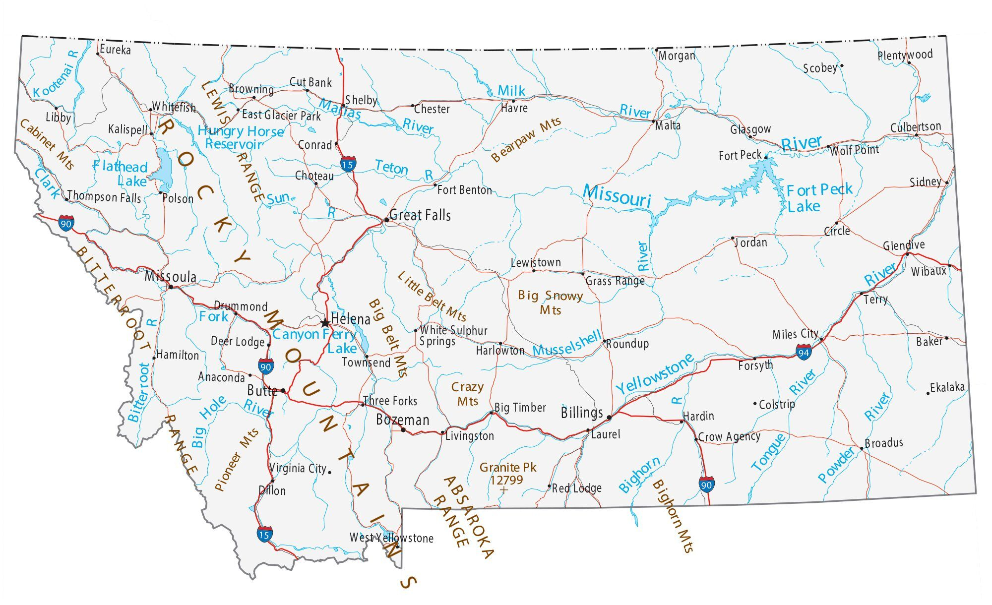 Map Of Montana Cities And Roads GIS Geography