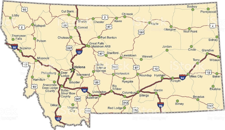 Map Of Montana Free And Printable | Printable Map of The United States