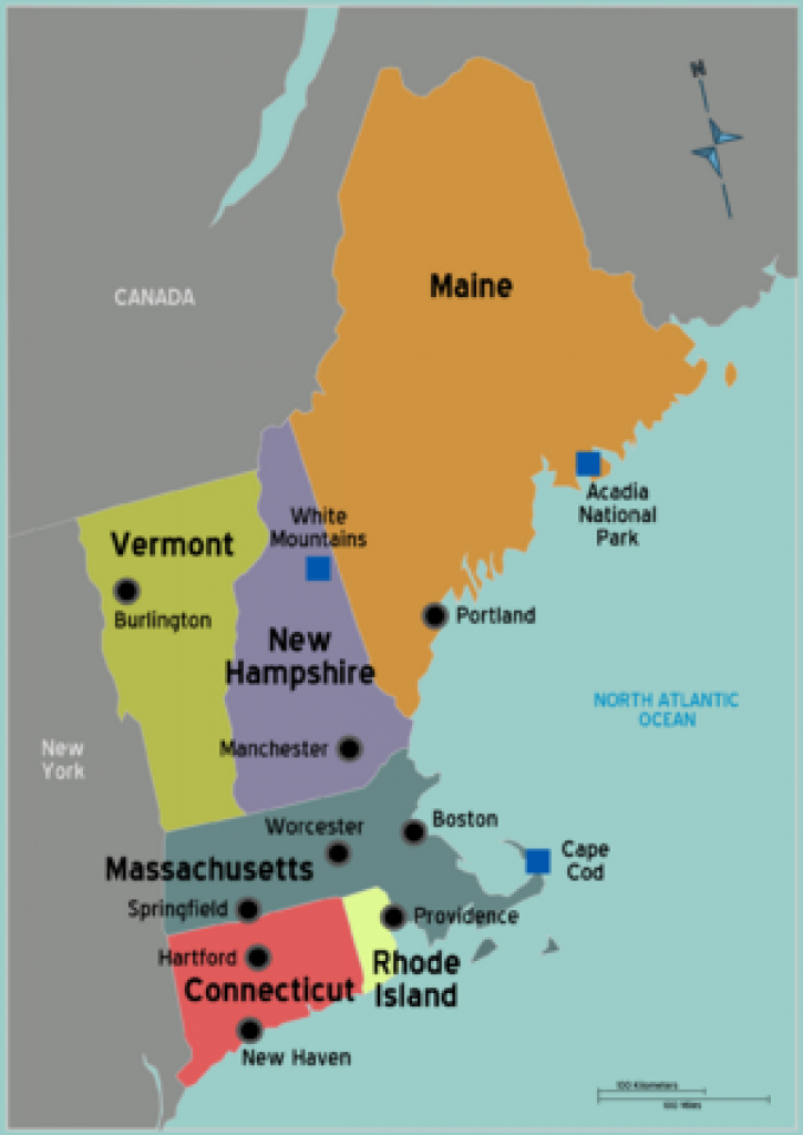 Map Of New England States And Their Capitals Printable Map Map Of New England States And Their Capitals Printable Map