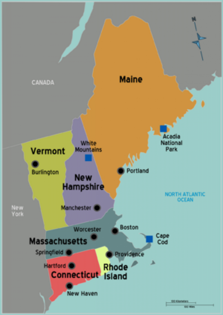 Map Of New England States And Their Capitals Printable Map