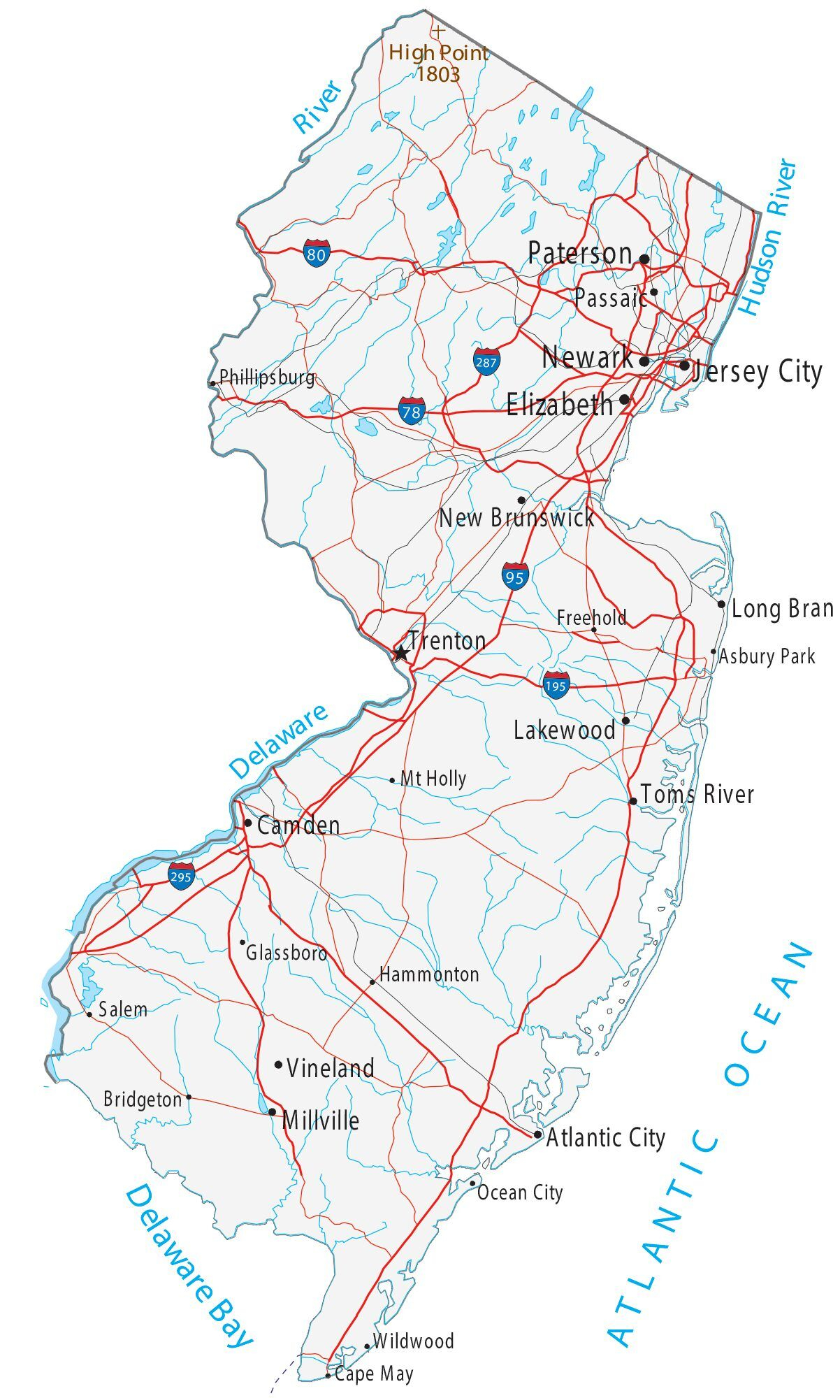 Map Of New Jersey Cities And Roads GIS Geography