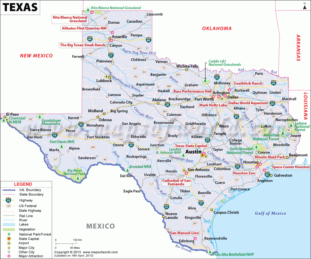 Map Of Texas Free Large Images