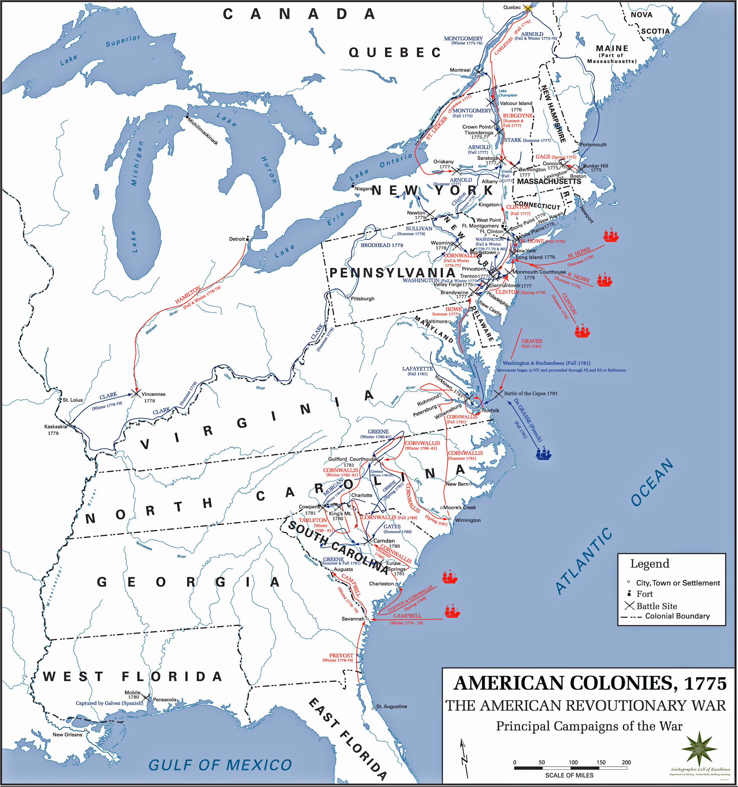 Map Of The American Revolution 1775 1783 USMA 