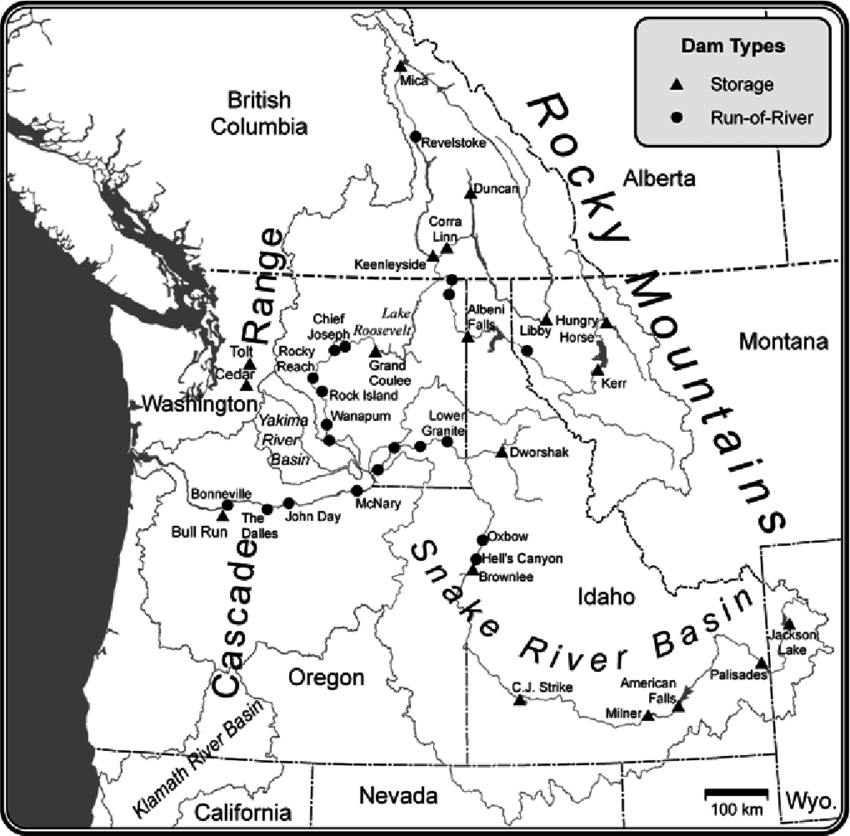 Map Of The Pacific Northwest Including The Columbia River 