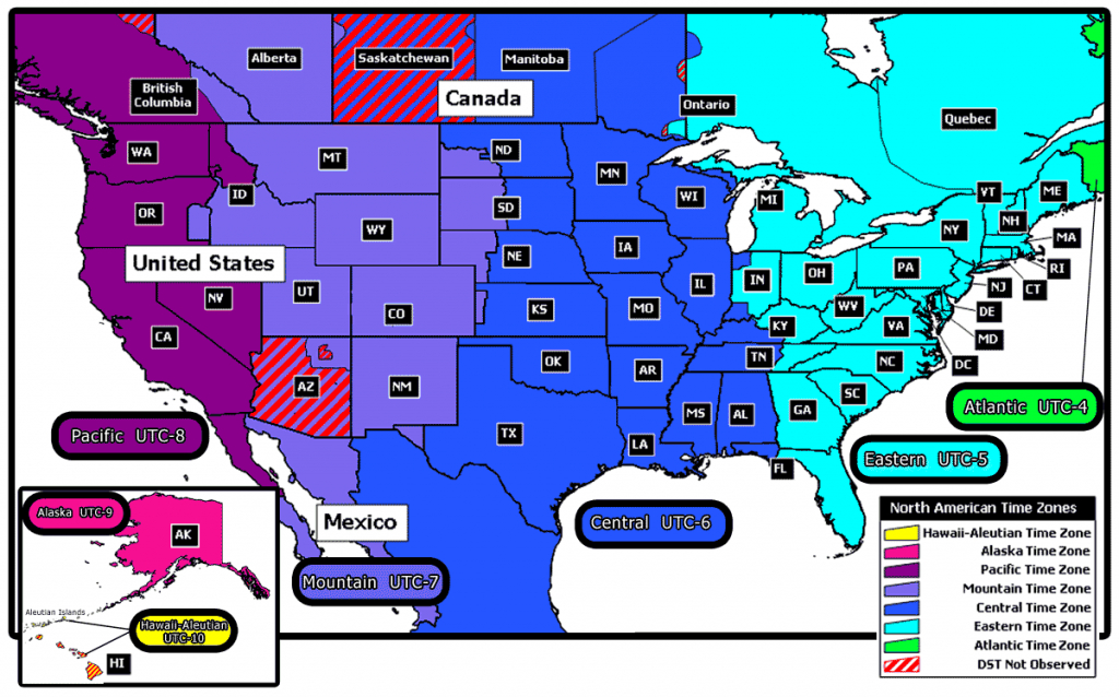 Map Of The Us With Time Zones Us Timezones Awesome 