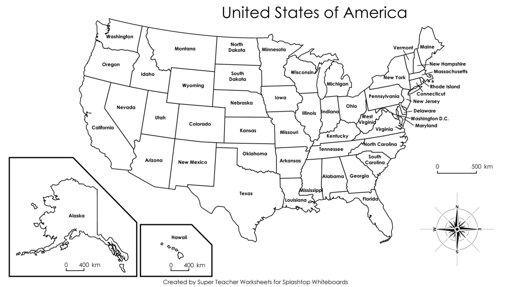 Map Of United States With State Names Printable 