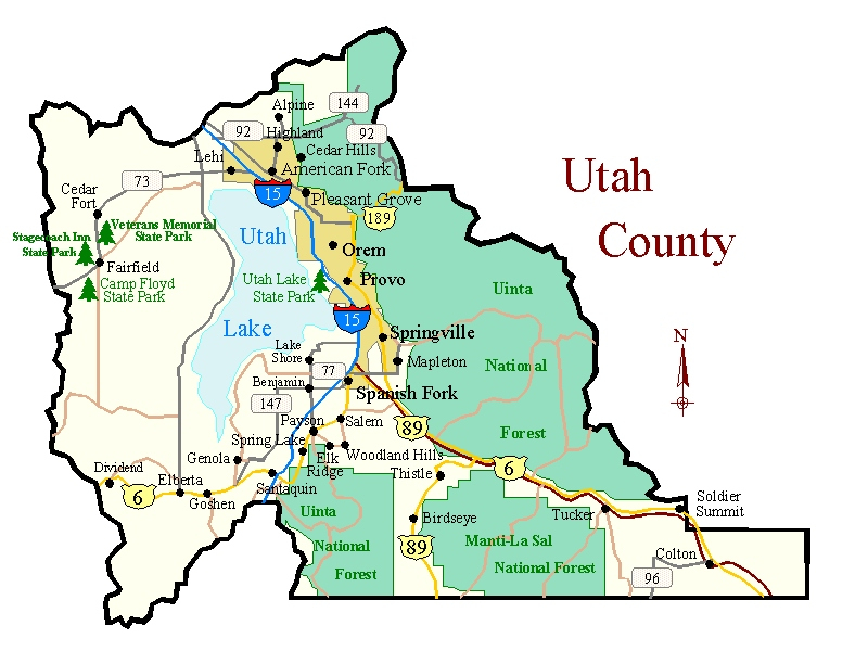 Map Of Utah County Map Of Utah County