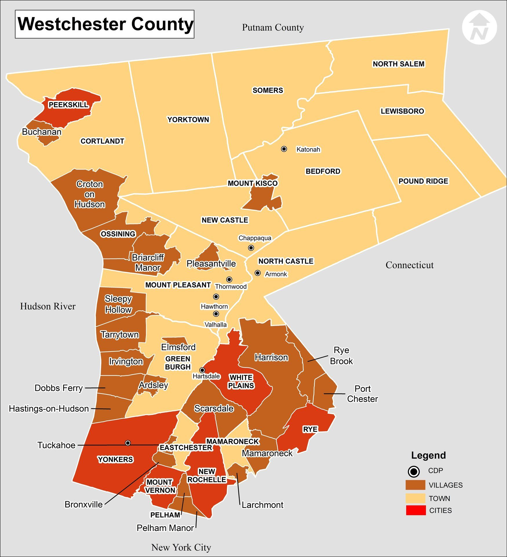 Map Of Westchester County New York Westchester County 