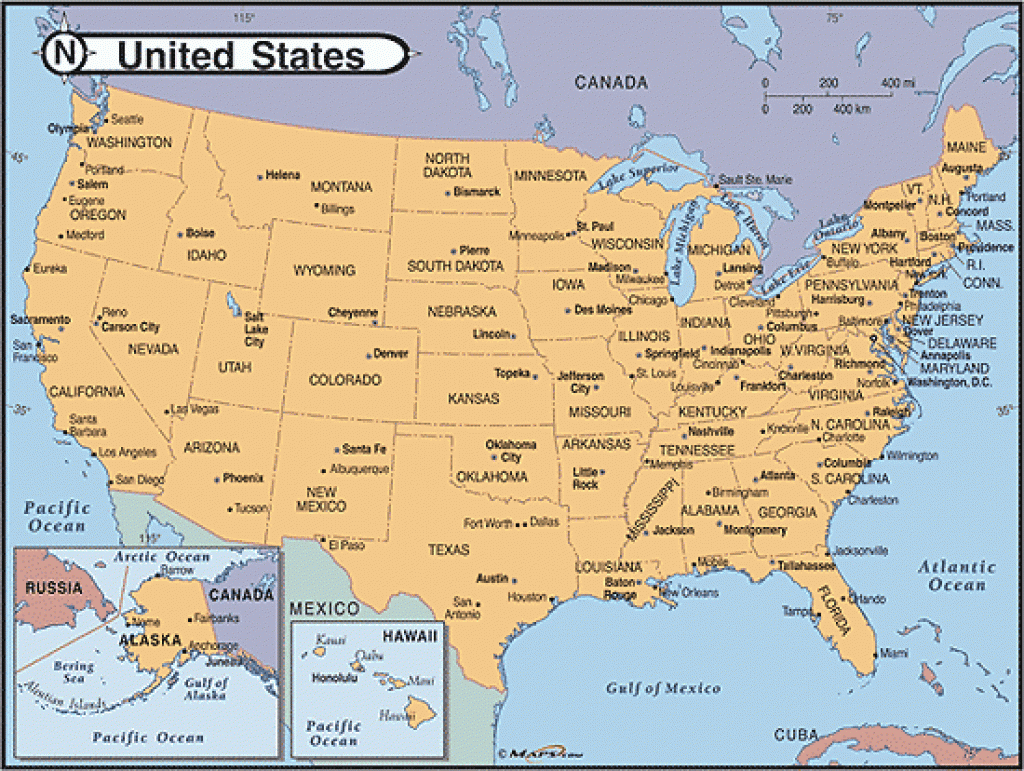 Map Usa States Major Cities Printable Map