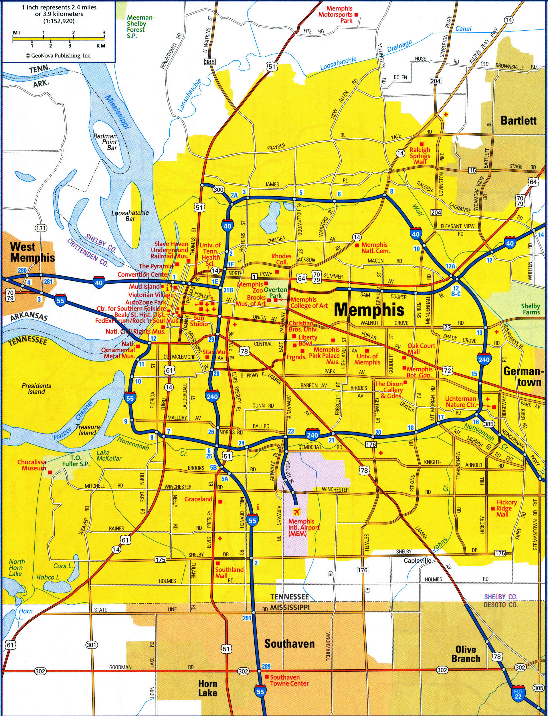 Memphis TN City Map Free Printable Detailed Map Of Memphis 