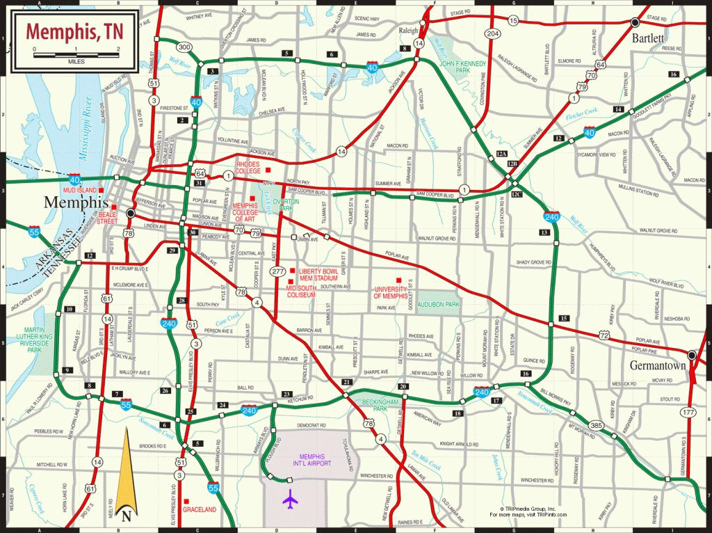 Memphis Tn Map Within Memphis City Map Printable 