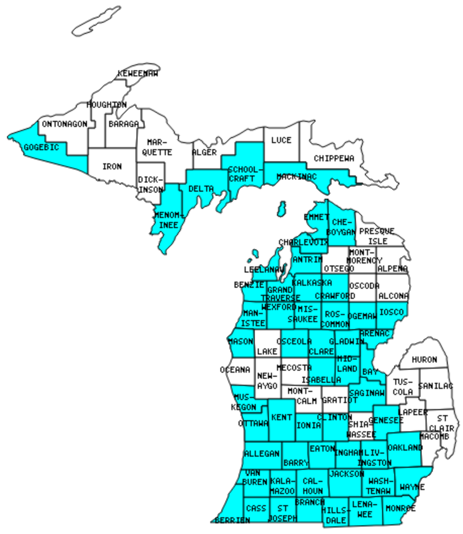 Michigan Counties Visited with Map Highpoint Capitol 