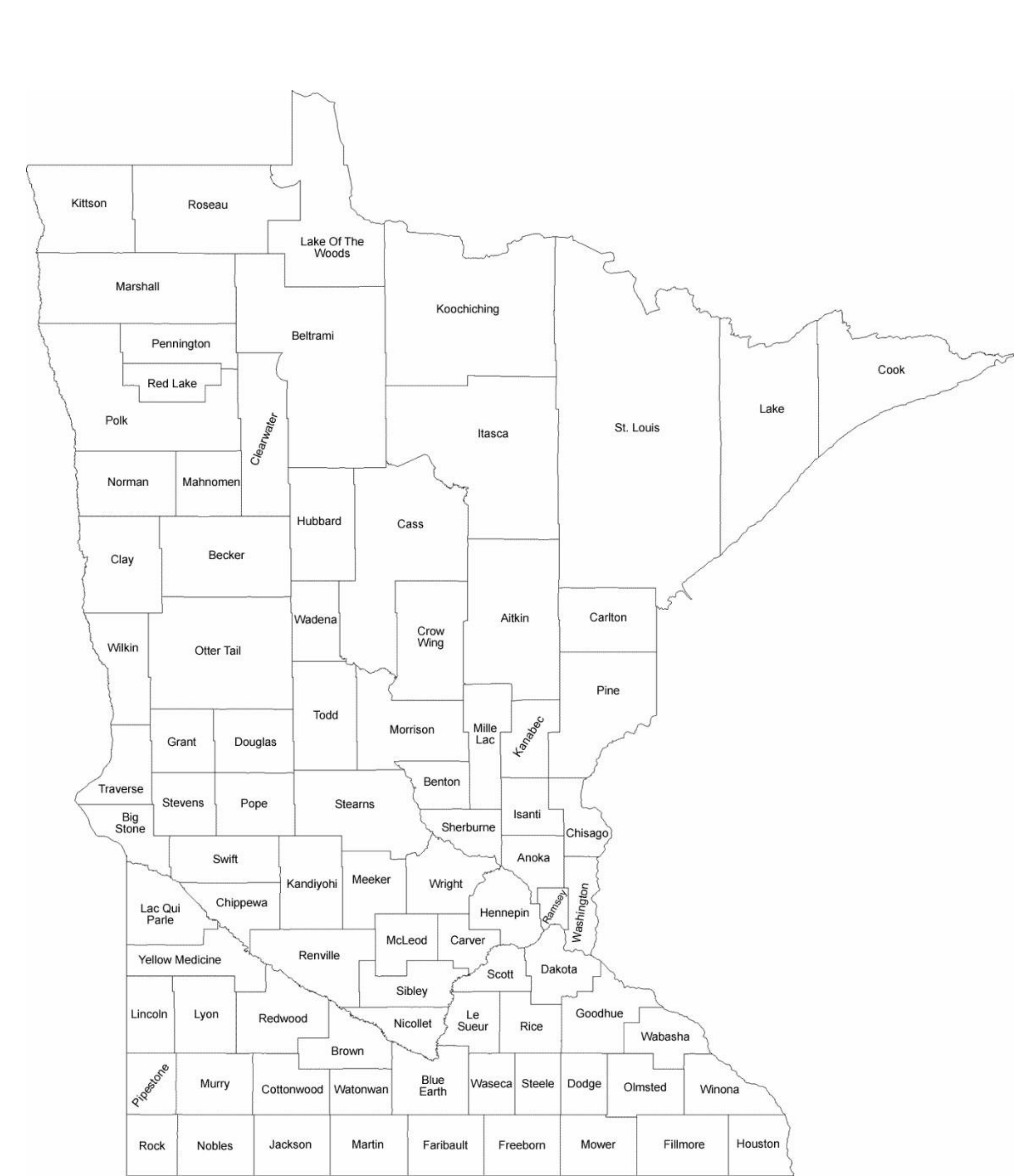 Minnesota County Map With County Names Free Download