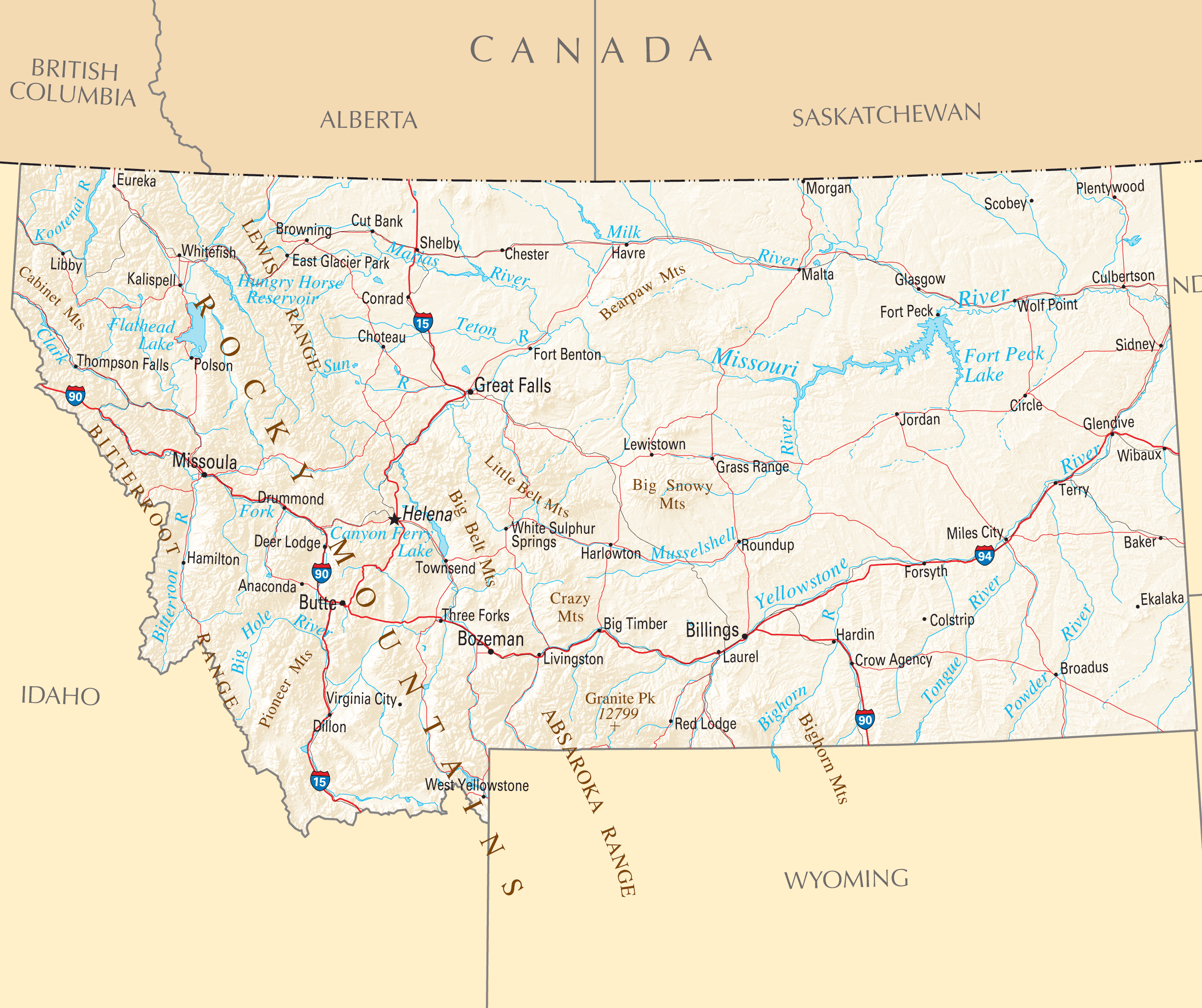 Montana Reference Map Mapsof Net