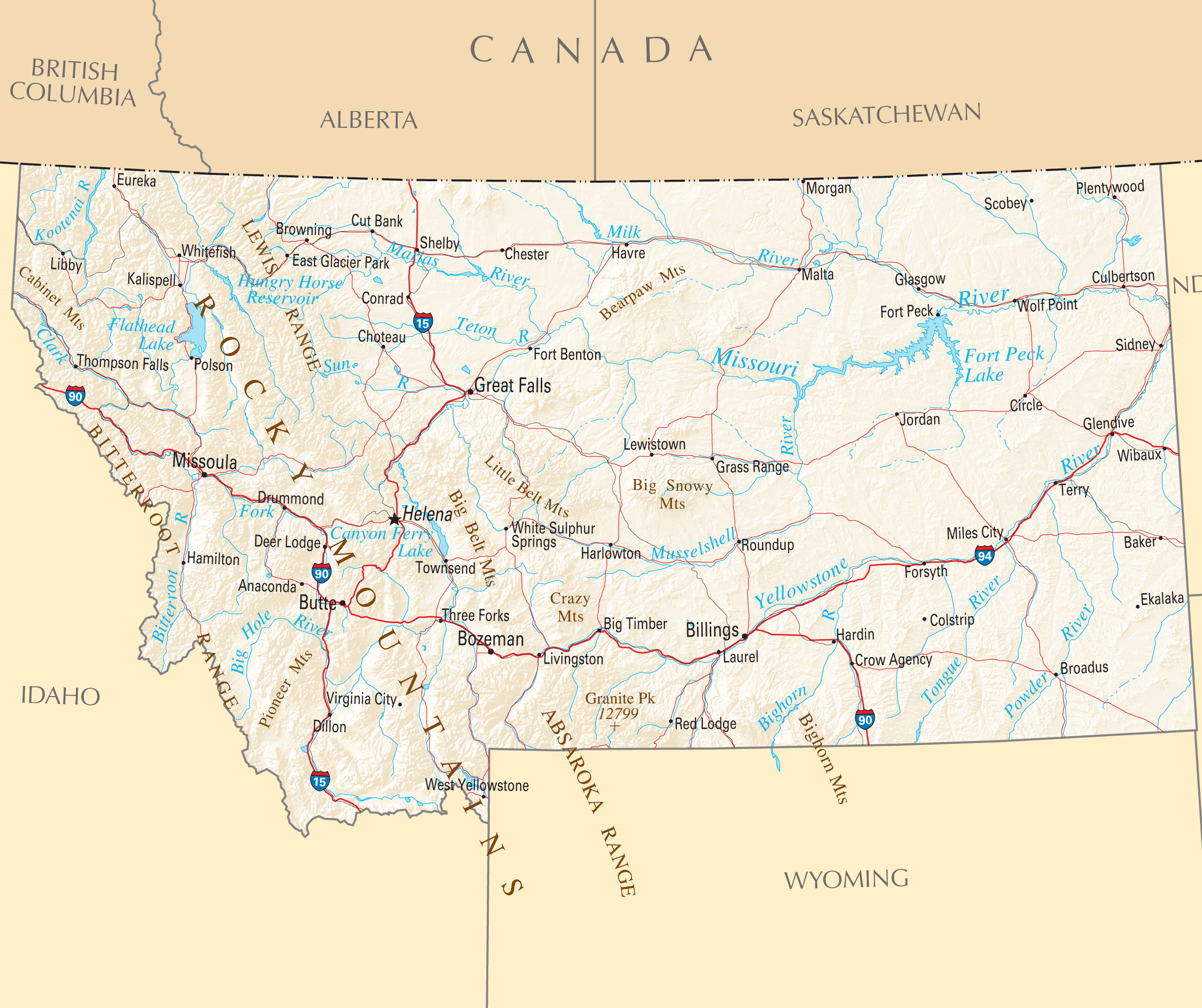 Montana Reference Map Mapsof Net Montana Reference Map Mapsof Net