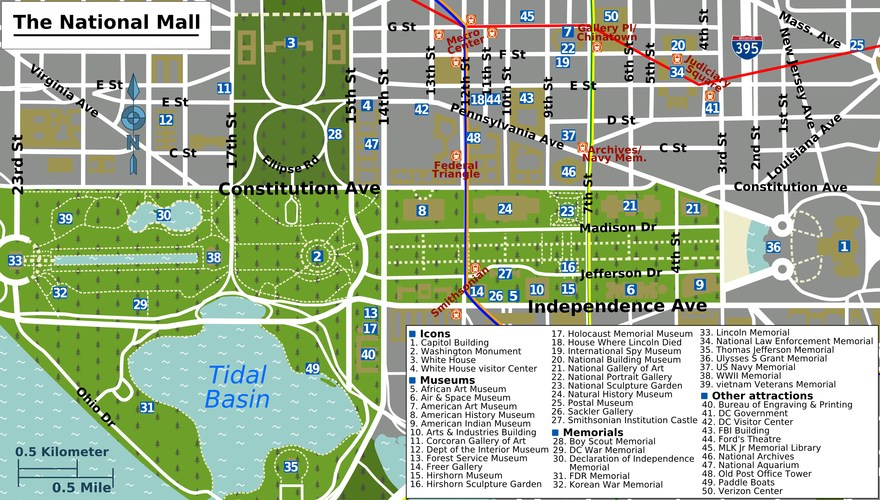 National Mall Map Washington DC National Mall Map 