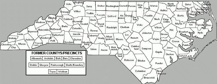 NC COUNTY MAP With CLICKABLE LINKS To COUNTIES