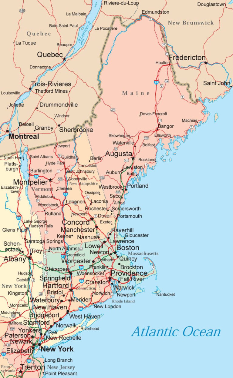 New England Map Maps Of The New England States