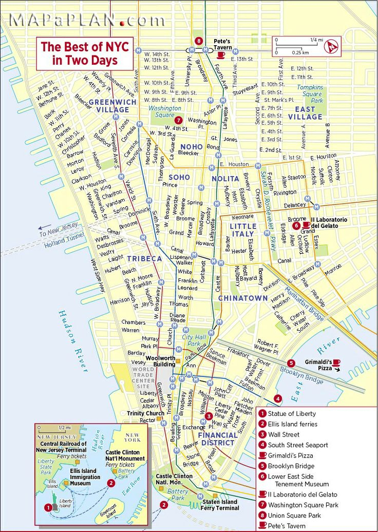 New York City Sights New York City Map Nyc Tourist Map 