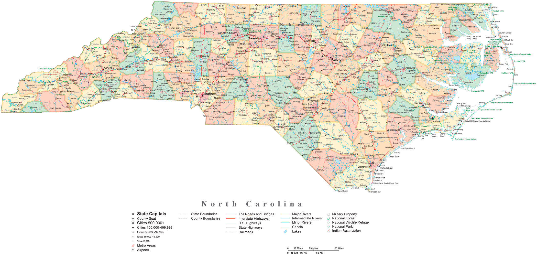 North Carolina Map Free Large Images