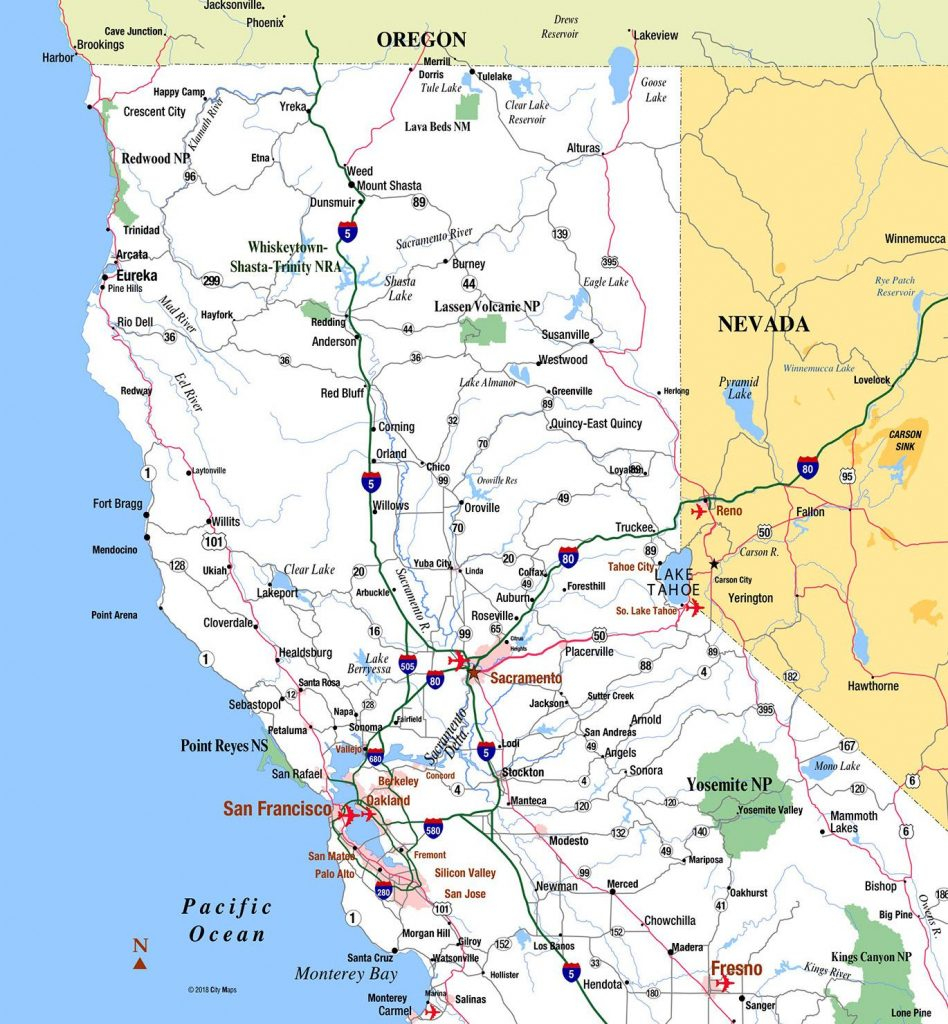 Northern California Aaccessmaps Road Map Of Northern 