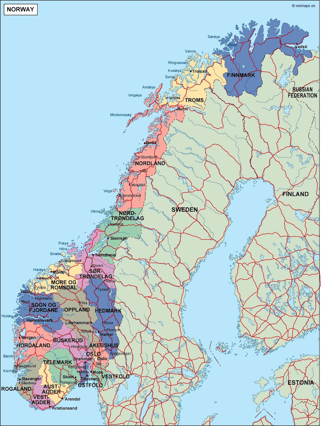 Norway Political Map Illustrator Vector Eps Maps Order 