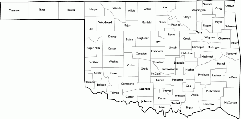 Oklahoma County Map With Names