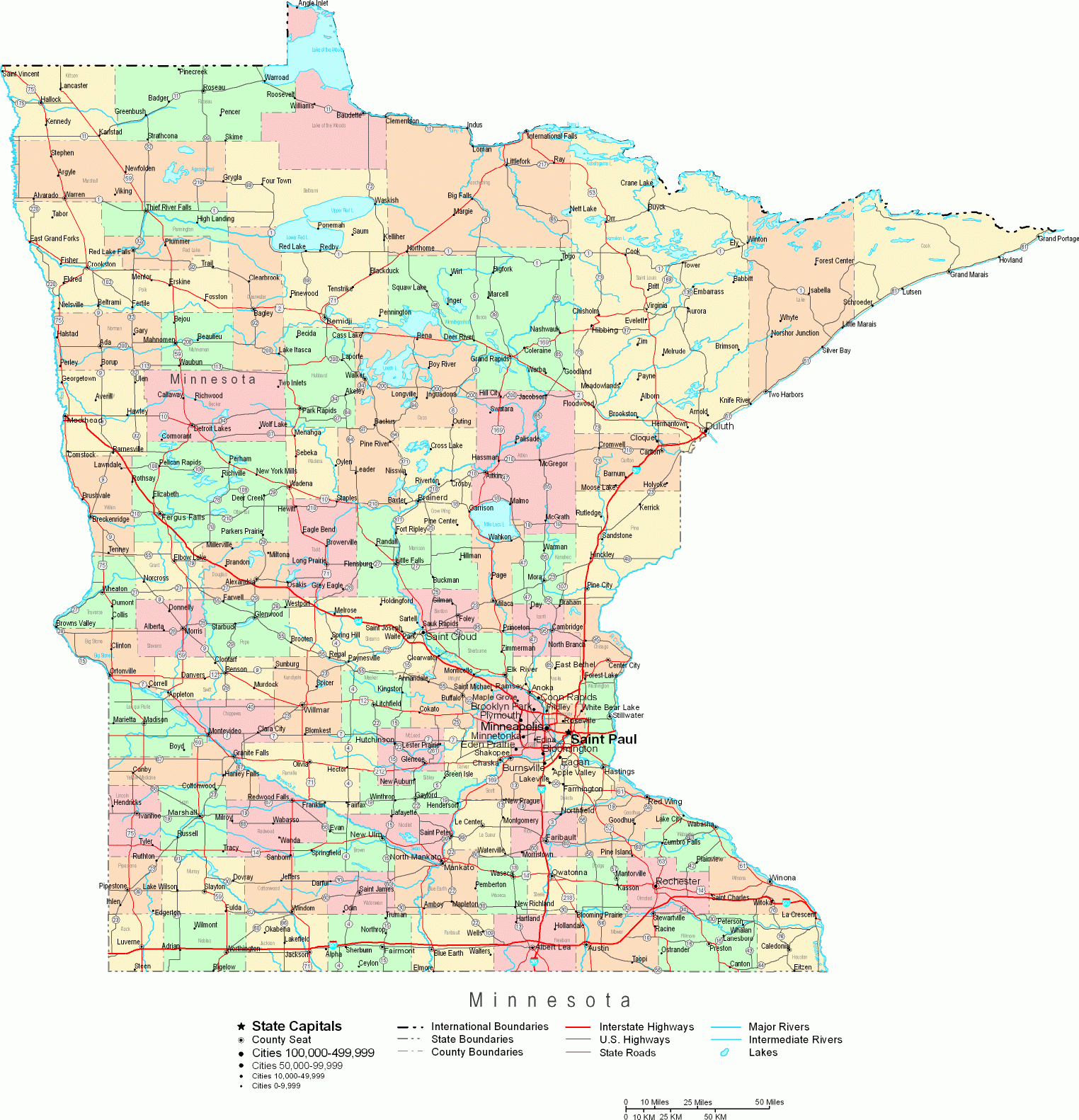 Online Map Of Minnesota Large