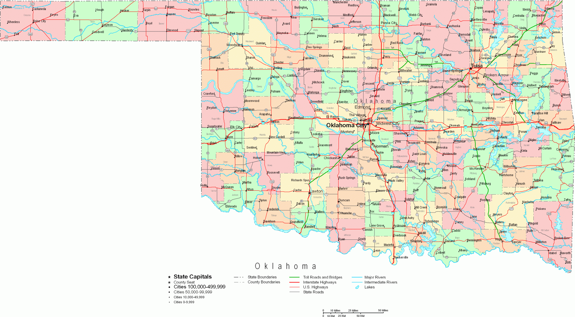 Online Map Of Oklahoma Large Online Map Of Oklahoma Large