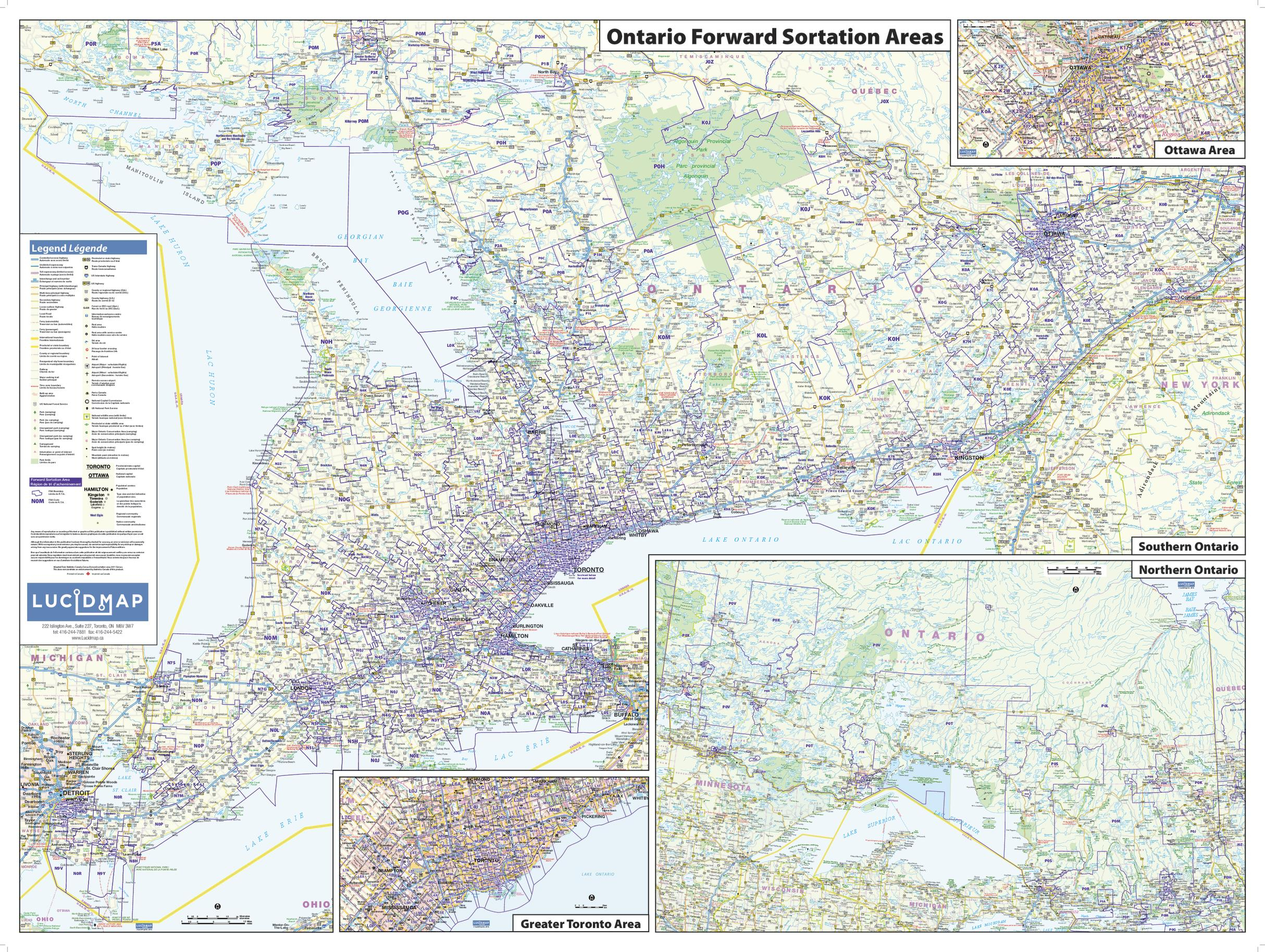 Ontario Postal Code FSA Map Ontario Postcode FSA Map 