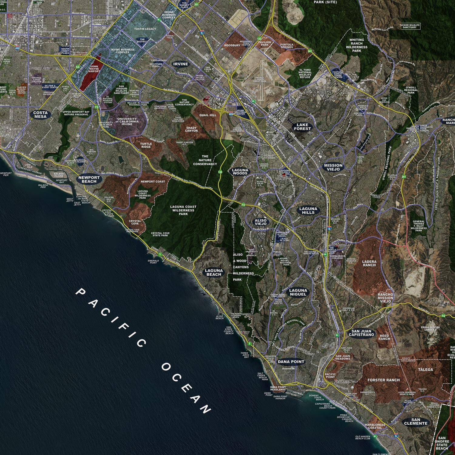 Orange County Rolled Aerial Map Landiscor Real Estate 