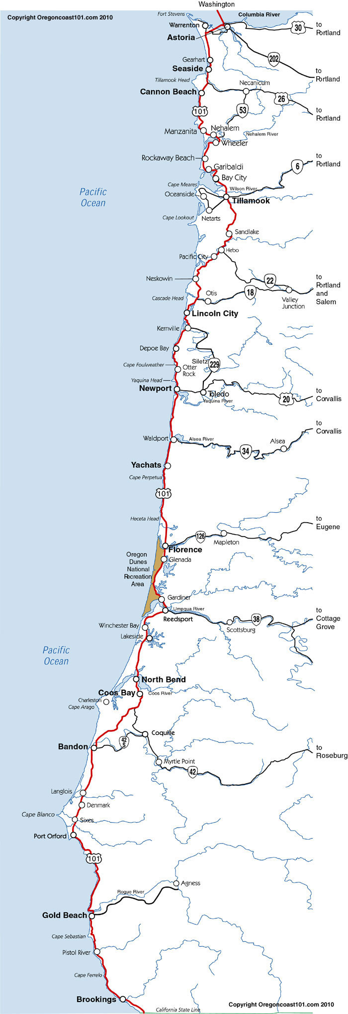 Oregon Coast Map Oregon Coast Map