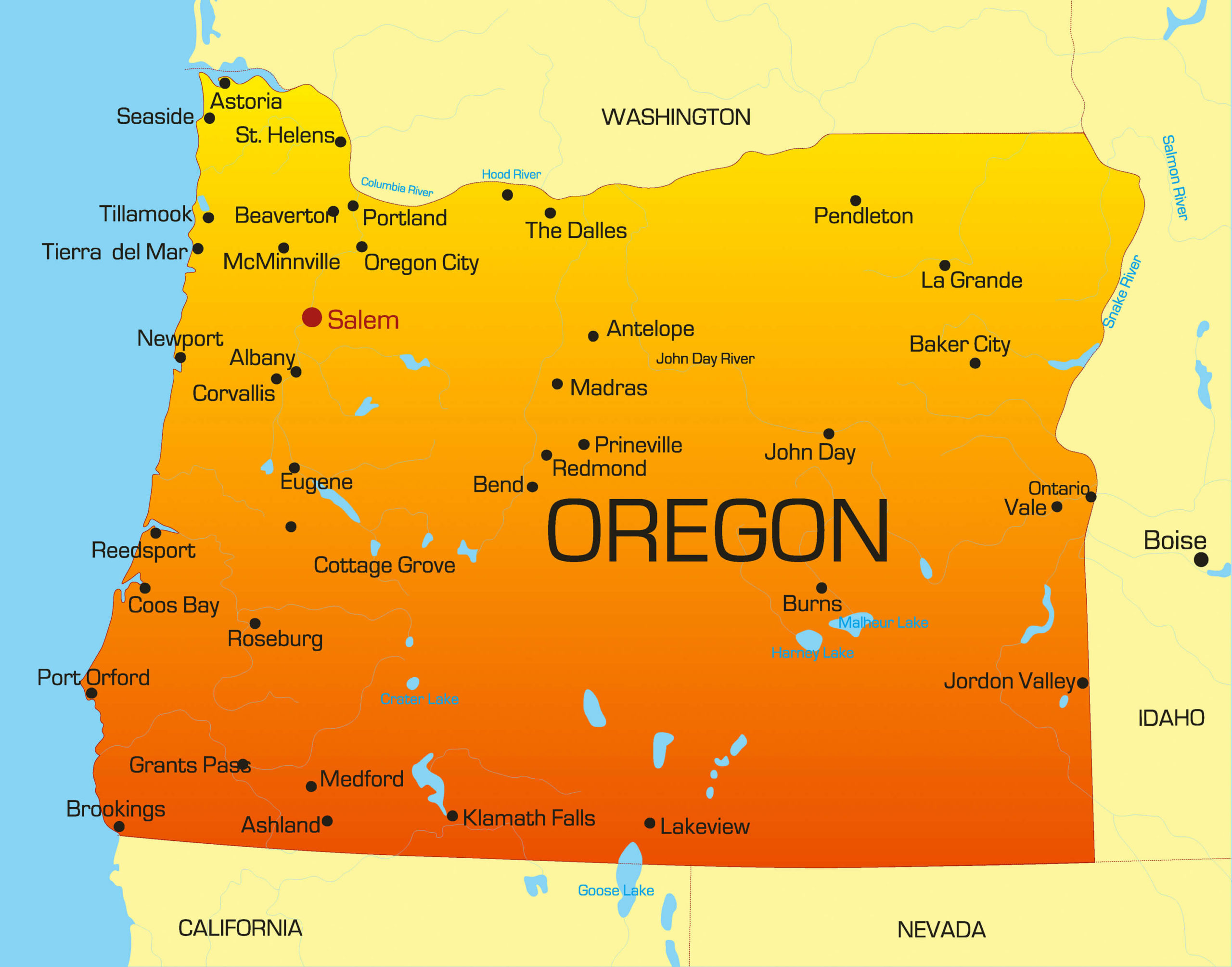 Oregon Map Guide Of The World