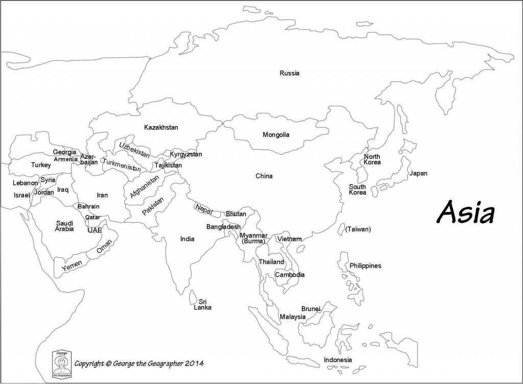 Outline Map Of Asia With Countries Labeled Blank For Outline Map Of Asia With Countries Labeled Blank For