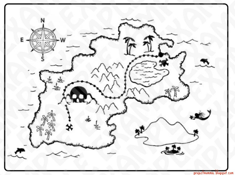 PDF Treasure Map Pirate Party Sign Silhouette DIY PDF Treasure Map Pirate Party Sign Silhouette DIY