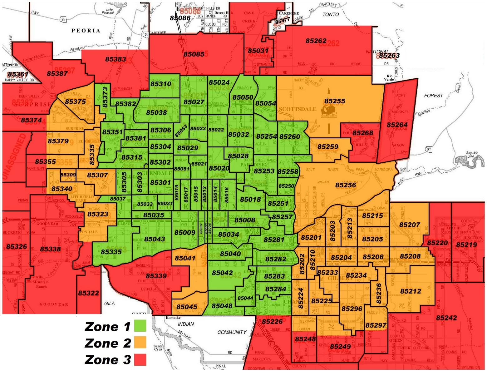 Phoenix Area Map Map Phoenix Area Arizona USA 