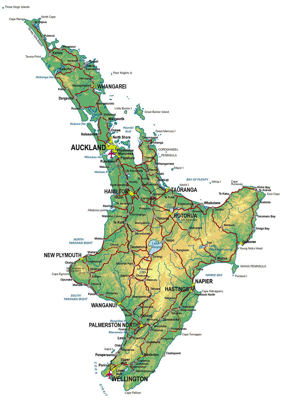 Physical Map Of New Zealand North Island Map Of New 