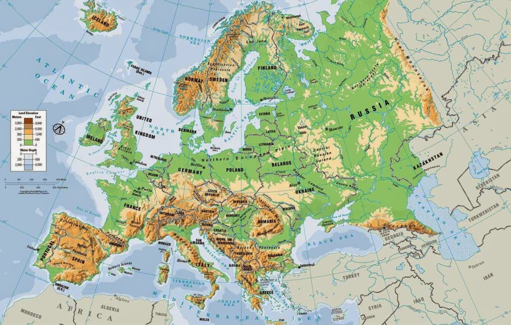 Physical Maps Of Europe Free Printable Maps