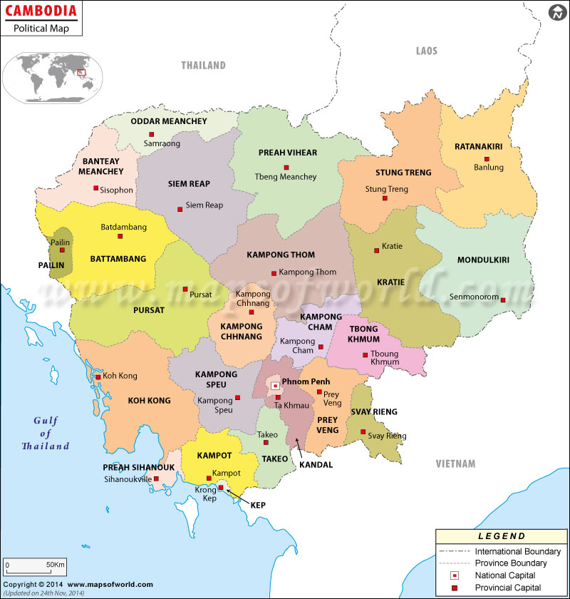 Political Map Of Cambodia Cambodia Provinces Map