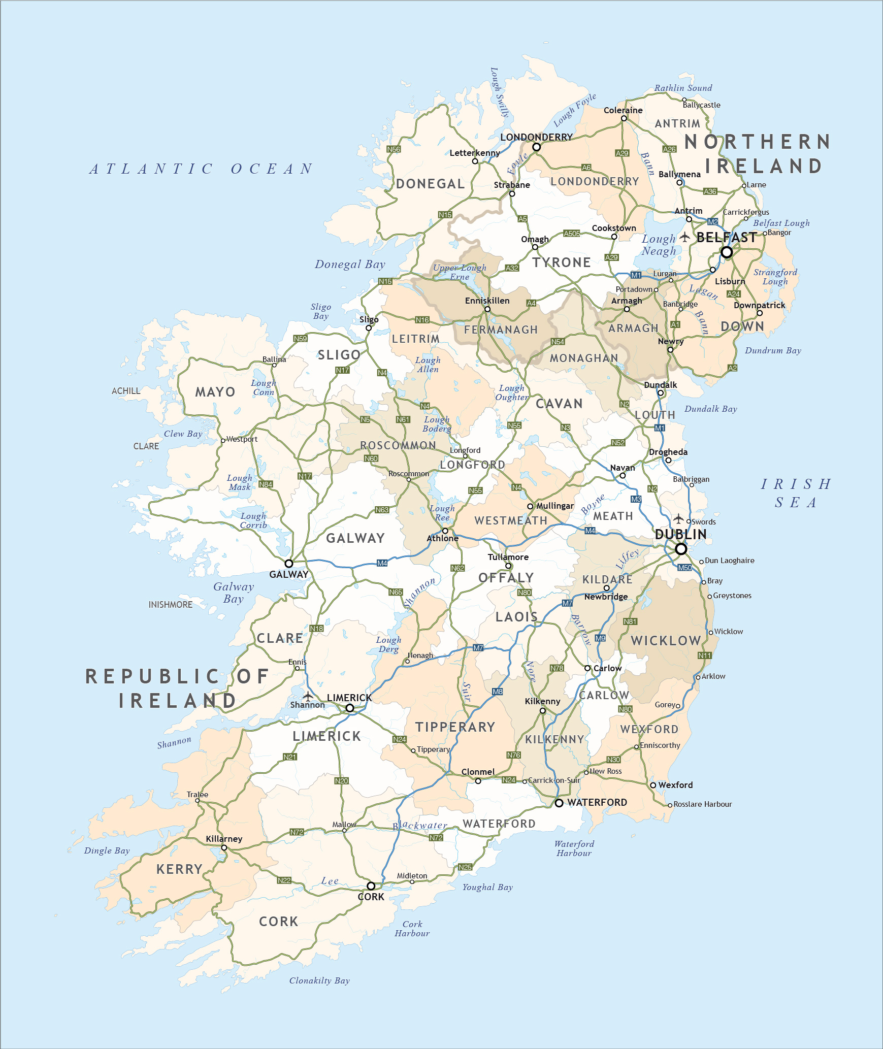Political Map Of Ireland Royalty Free Editable Vector 